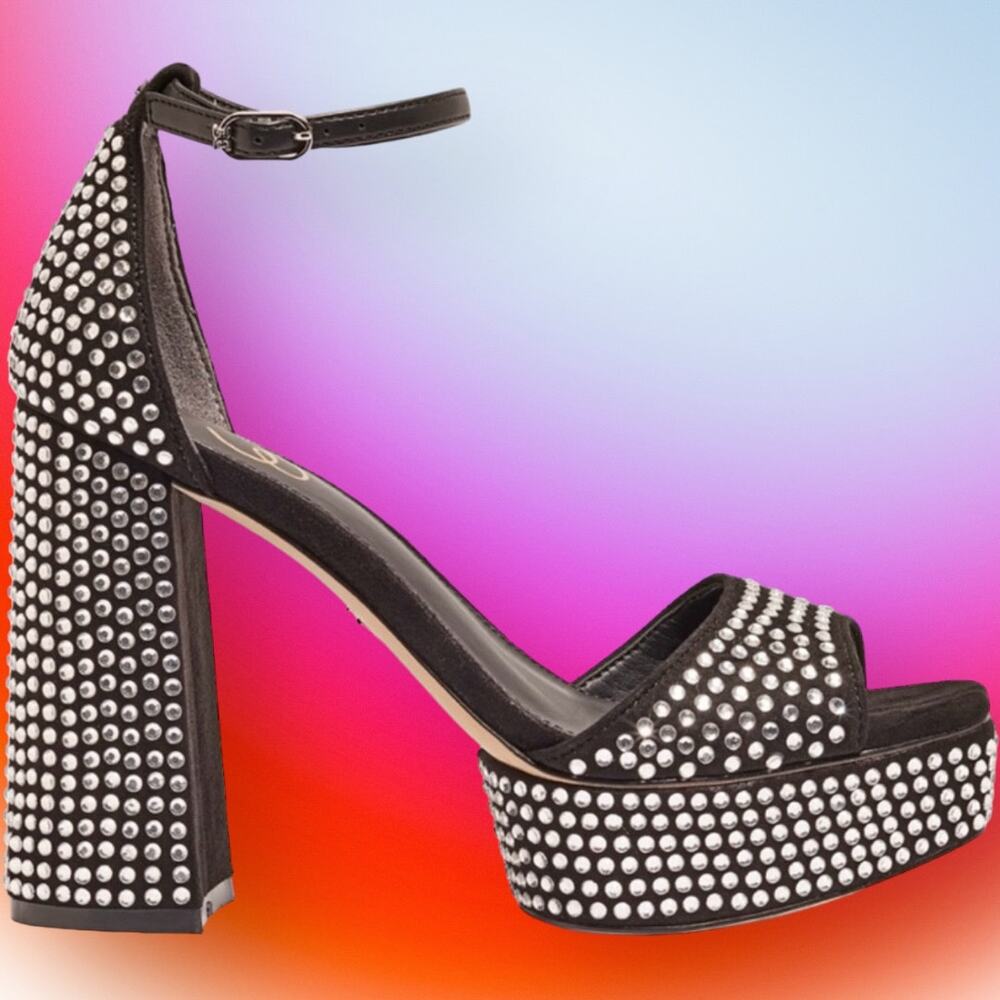 NIB Sam Edelman Womens NELLIE GLITZ Faux Suede Ankle Strap Pumps Shoes Size 8..5